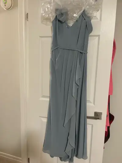 David’s Bridal Bridesmaid Dress – Dusty Blue, Size 8th, View more