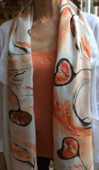Foulard en soie peint à la main (1/1) Silk scarf painted by hand
