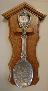 Vintage German Pewter Spoon w/ Wooden Rack 1991 Frieling Zinn