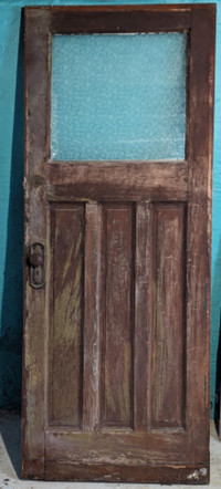Solid Wood Antique Exterior Door with Glass Pane