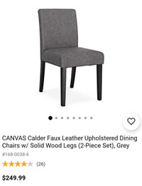 Faux Leather Upholstered Dining Chair set with Solid Wood Legs