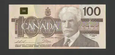 $100 Dollar bills (paper money, currency, bank of Canada), View more