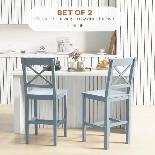 Grey Farmhouse Counter Height Stool, Bar Stool with Back,  in Chairs & Recliners in Markham / York Region - Image 3