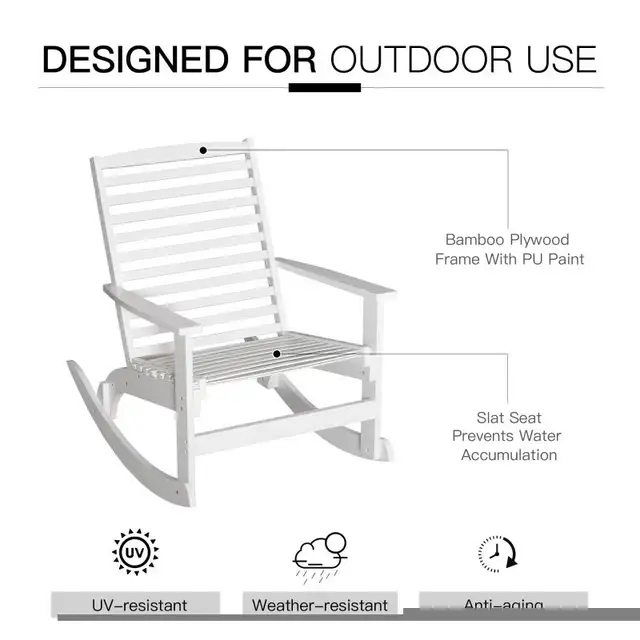 Patio Rocking Chair Non-slip Porch Rocker for Balcony Garden Ter in Patio & Garden Furniture in Markham / York Region - Image 6