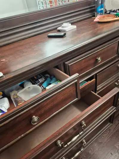Solid Wood Dresser with Mirror & 2 Hidden Secret Compartments, View more