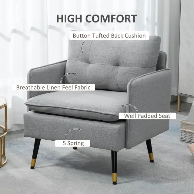 Upholstered accent Armchair with Tufted Back Cushion  in Chairs & Recliners in Markham / York Region - Image 3