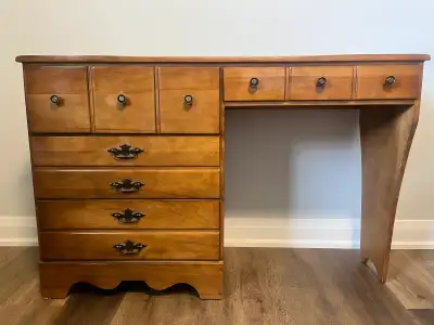 Solid Birch Vintage Writing Desk / Vanity – Made in Quebec, View more