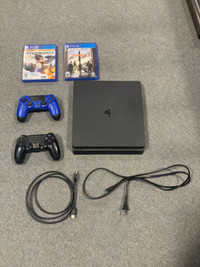 PS4 slim 1TB, 2 controllers, 2 games