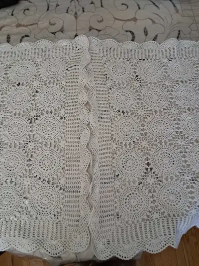 2 pcs of Square White crochet lace tablecloth doilies , View more