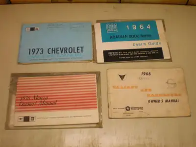 Owners manuals - 1973 chev, 1964 Acadian, 1976 Monza, 1966 Valiant (sold) - $20 ea. Charlie 613 835-...