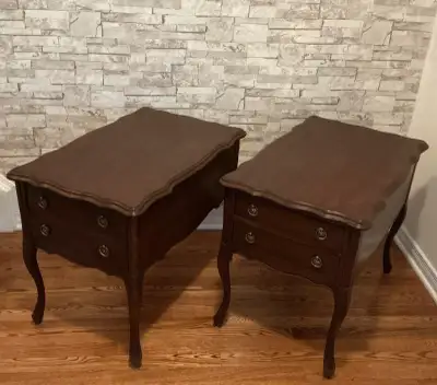 Vintage MCM French Provincial Solid Wood End Tables, View more