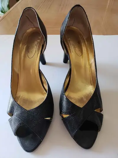 Browns Couture Heels Pumps Shiny Leather Parts Open Toe Size 10, View more