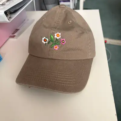 Urban Outfitters olive green flowers embroidered hat, View more