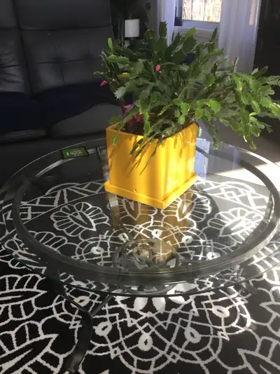 Table de salon ronde avec dessus en vitre