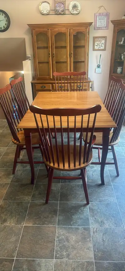 Birch solid wood dining set with 6 chairs, View more