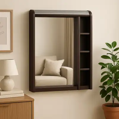 Wall Mirror w/ Storage Shelves – Modern & Practica, View more