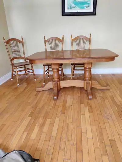 Solid Oak Table & Chairs, View more