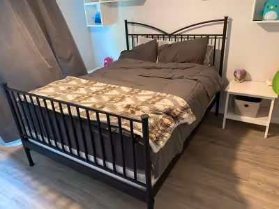 Queen Metal bed frame with box spring and Mattress Bedding not included Pick up in Perth