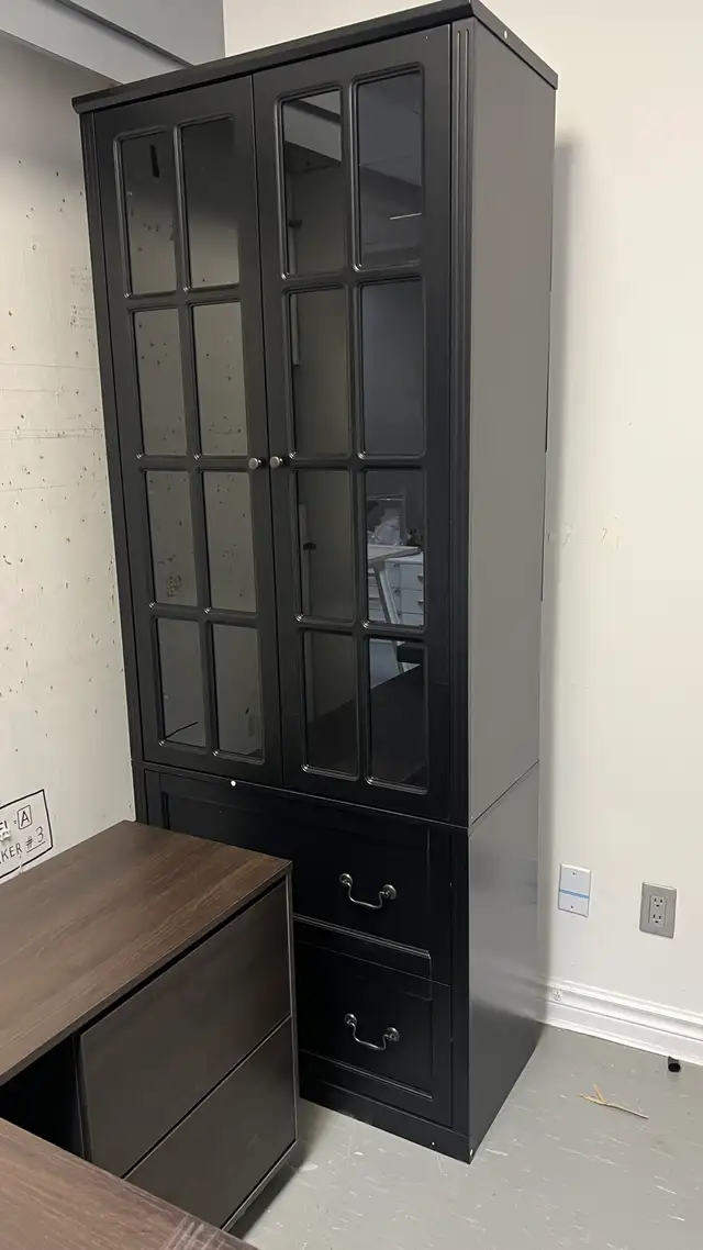78.7" tall White Wood Pantry Buffet Cabinet with Glass Doors, 2  in Bookcases & Shelving Units in Markham / York Region - Image 11