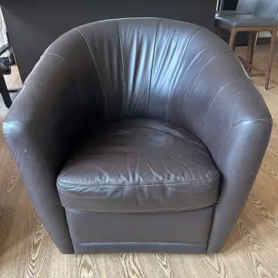 Natuzzi Veronica Leather Swivel Accent Chair (CAN DELIVER), View more