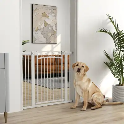 37.8”H, 29.9-41”W, Extendable Dog Safety Barrier, White , View more
