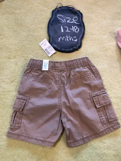 Khaki  Boys Children's Place Cargo Cotton Shorts - NWT 12-18 mth, View more