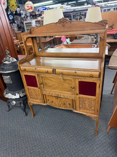 old one piece solid oak sideboard , View more