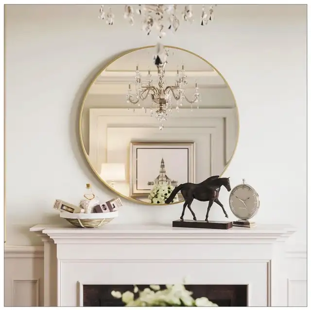  Gold Round Wall  Accent Mirror - 24” - Everly Quin