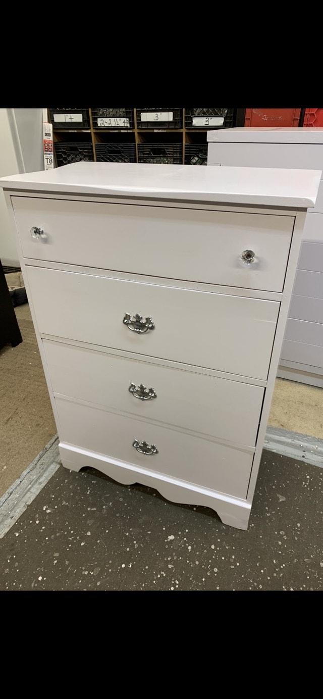 LARGE WHITE 4 DRAWER SOLID MAPLE UPRIGHT DRESSER Dressers & Wardrobes