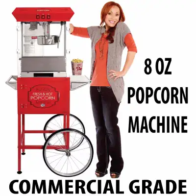 COMMERCIAL GRADE 8OZ POPCORN MACHINE WITH CART : 5 FEET BLACK, View more