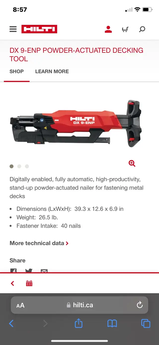 DX 9-ENP POWDER-ACTUATED DECKING TOOL in Tool Storage & Benches in Oakville / Halton Region - Image 4
