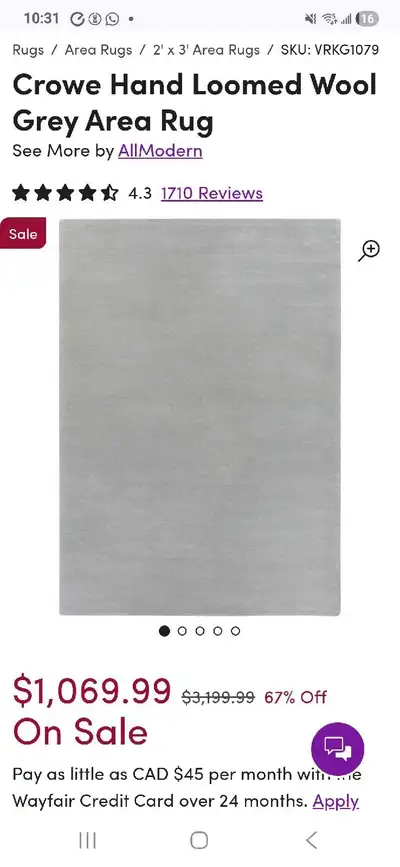 Wool area rug, View more