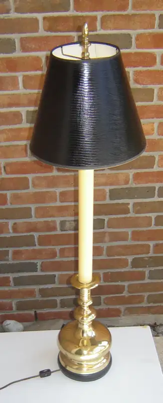 Beautiful Classic Tall Brass Lamp with Black Textured Shade, View more