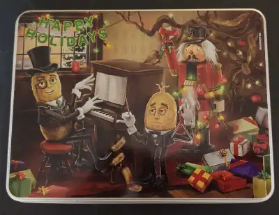 Mr. Peanut-Planters Metal Tin-Christmas Piano 9" X 7", View more
