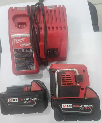 Milwaukee M12/M18 Charger and 2x M18 XC 5.0 Batteries w/Inverter, View more
