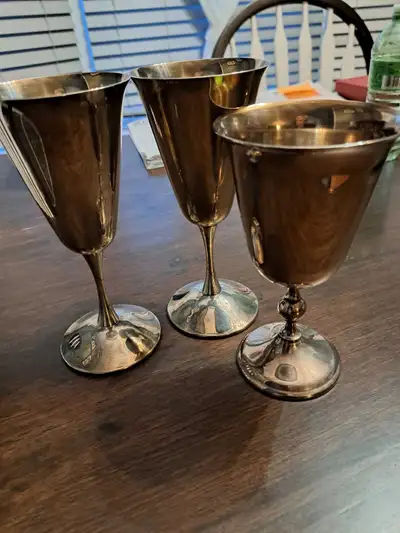 Elevate your table setting with these vintage pewter goblets, perfect for adding a touch of classic...