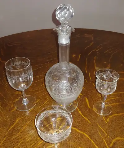 Antique Crystal Glass Stemware Set, View more