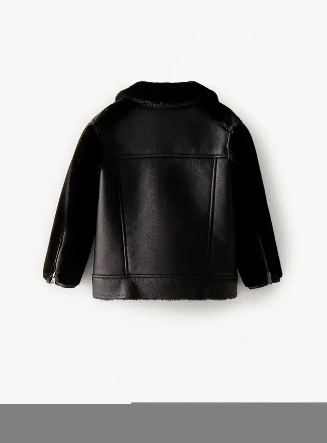 Zara Girls Faux Shearling Biker Jacket (7T) in Kids & Youth in City of Toronto - Image 4