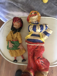 Paper Mache Clown and Marionette - $20 each