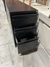 Three drawer Desk Pedestal, Black, Metal, Lockable