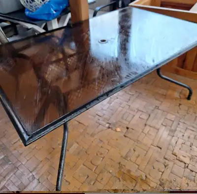 Metal/Glass/Bamboo Patio Table, View more