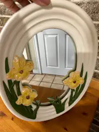 Cute Ceramic Mirror with Daffodils detailing. 