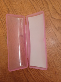 Pink plastic glasses case
