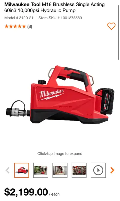 Milwaukee M18 Hydraulic Pump, View more