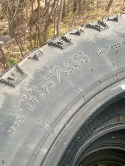 four Goodyear Wrangler LT275/65R18 tires. $250 obo * Tire Size: LT275/65R18 * Brand: Goodyear * Mode...