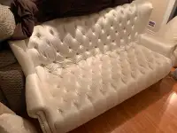 74” White silk tufted couch (mint condition)