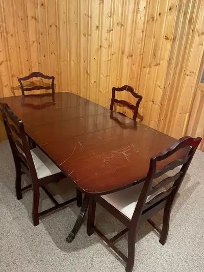 Solid Wood Dining Table and 4 Chairs — Adjustable Size Table, View more