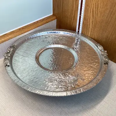 Vintage16" Rodney Kent Tulip Hammered Aluminum Lazy Susan Tray, View more