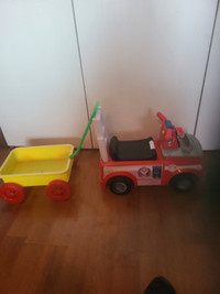 Childrens Fire Truck and Wagon