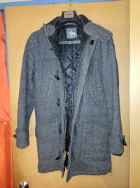 Spiewak Winter Toggle Coat (S) - Pinstriped Grey Thick Wool Coat